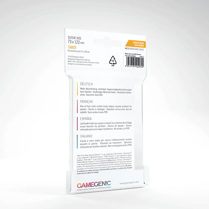 Protectores Gamegenic - Tarot Matte Transparente 73x122 mm (x50) 2