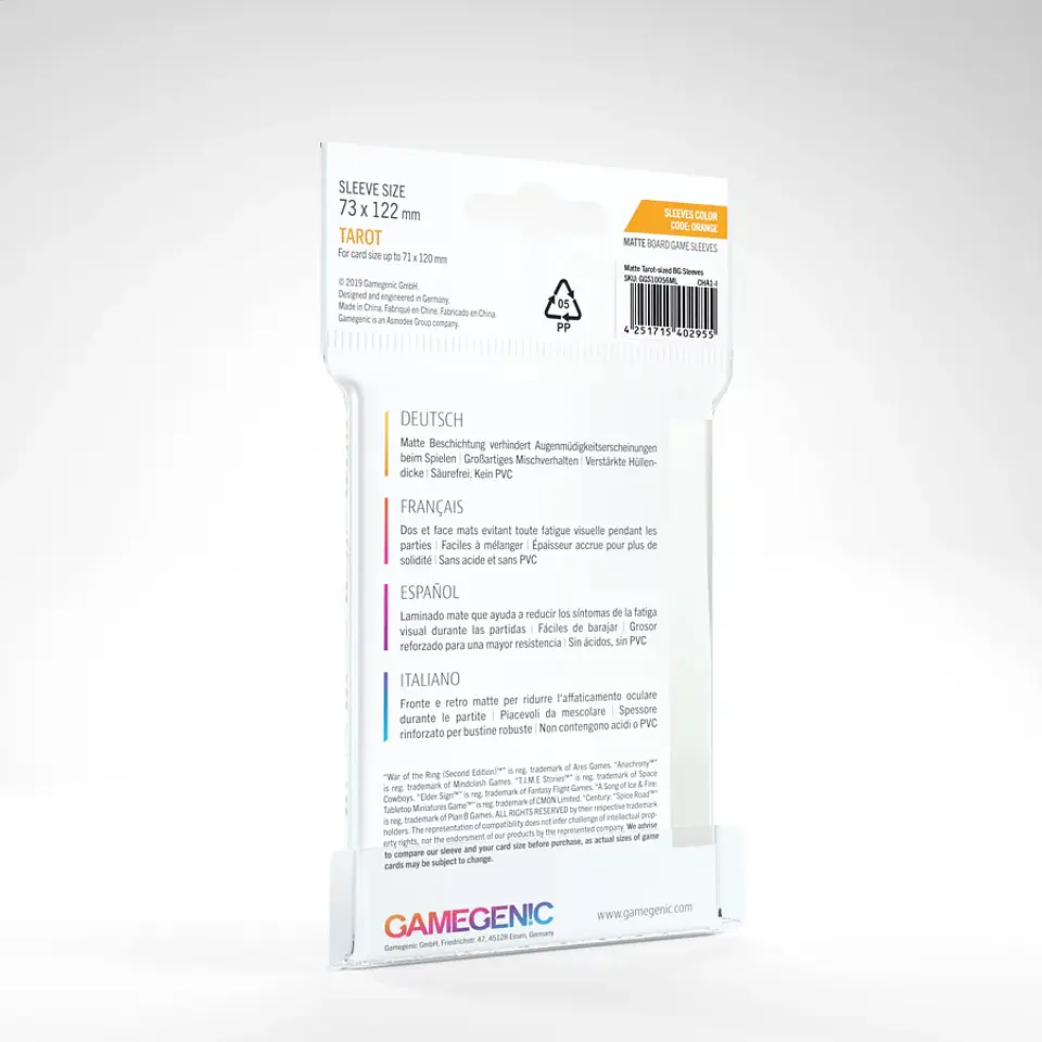 Protectores Gamegenic - Tarot Matte Transparente 73x122 mm (x50) 2