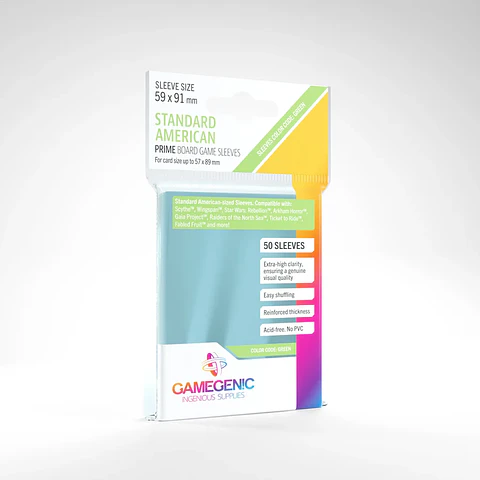 Protectores Gamegenic Estandar Americano - Prime Transparente 59X91mm (x50) 