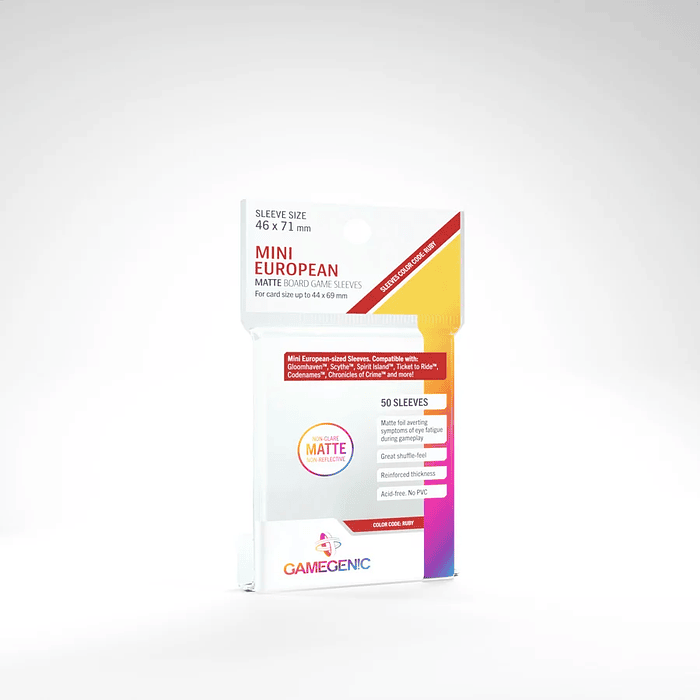 Protectores Gamegenic Mini Europeo Matte - Transparente Prime 46X71mm (x50)  1