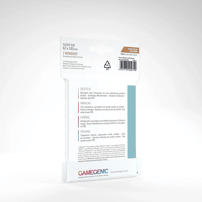 Protectores Gamegenic 7 WONDERS - Transparente Prime 67 X 103 mm (x80) 2