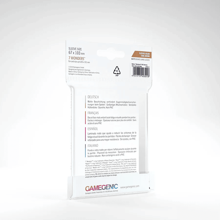 Protectores Gamegenic Sleeve Matte - 7 Wonders (67 x 103 mm)  2