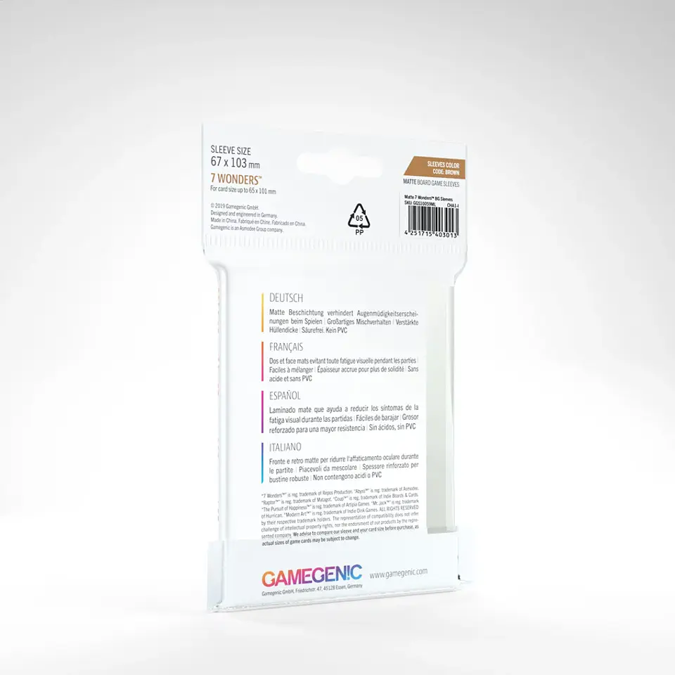Protectores Gamegenic Sleeve Matte - 7 Wonders (67 x 103 mm)  2