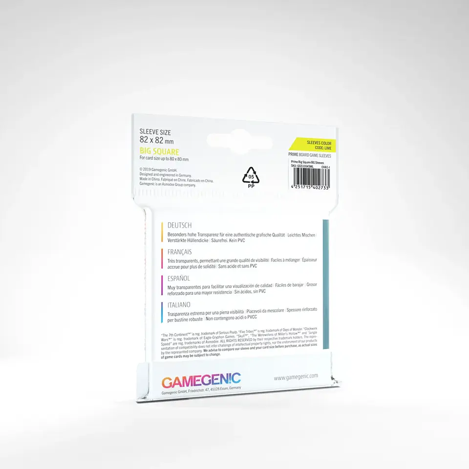 Protectores Gamegenic Square Big - Transparente Prime 82x82mm (x50) 2