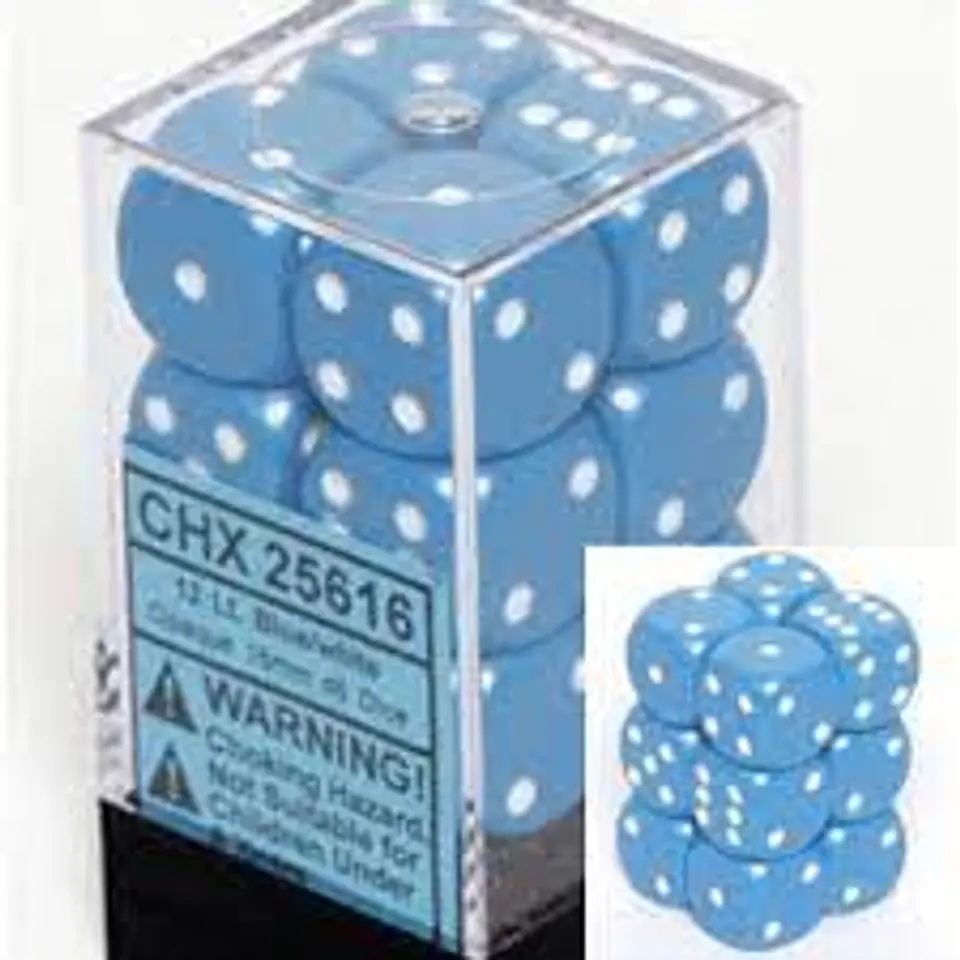 Set de 12 dados (6 lados) Opaque Celeste-Blanco 1