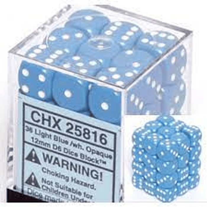 Set de 36 dados de 12mm (6 lados) Opaque Azul-Blanco