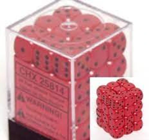 Set de 36 dados de 12mm (6 lados) Opaque Rojo-Negro