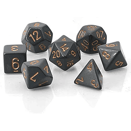 Set de 7 dados (varios lados) Opaque Gris-Dorado