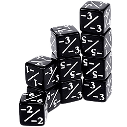 Set de 10 dados contadores negativos - Negro 