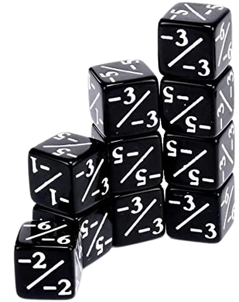 Set de 10 dados contadores negativos - Negro 