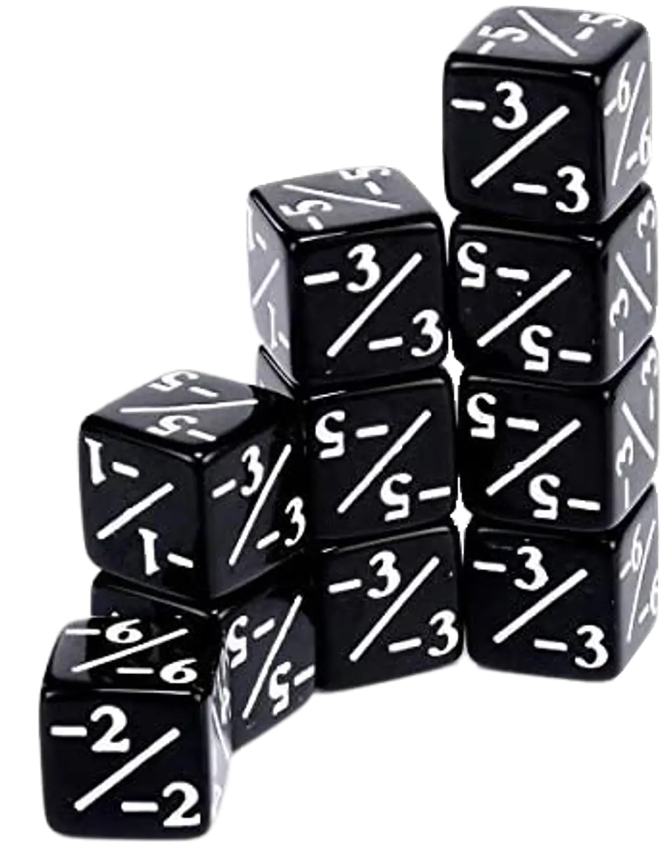 Set de 10 dados contadores negativos - Negro  1