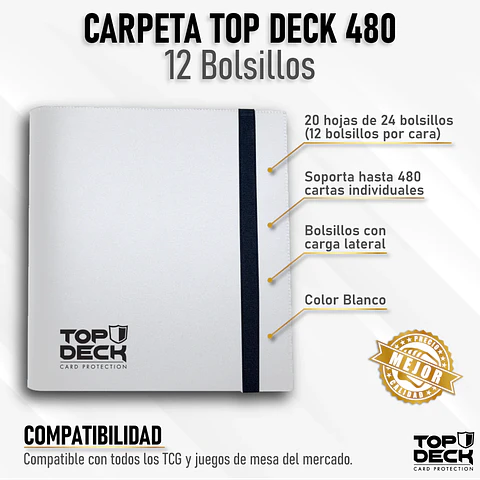 Carpeta Top Deck 12 Bolsillos - Blanca 