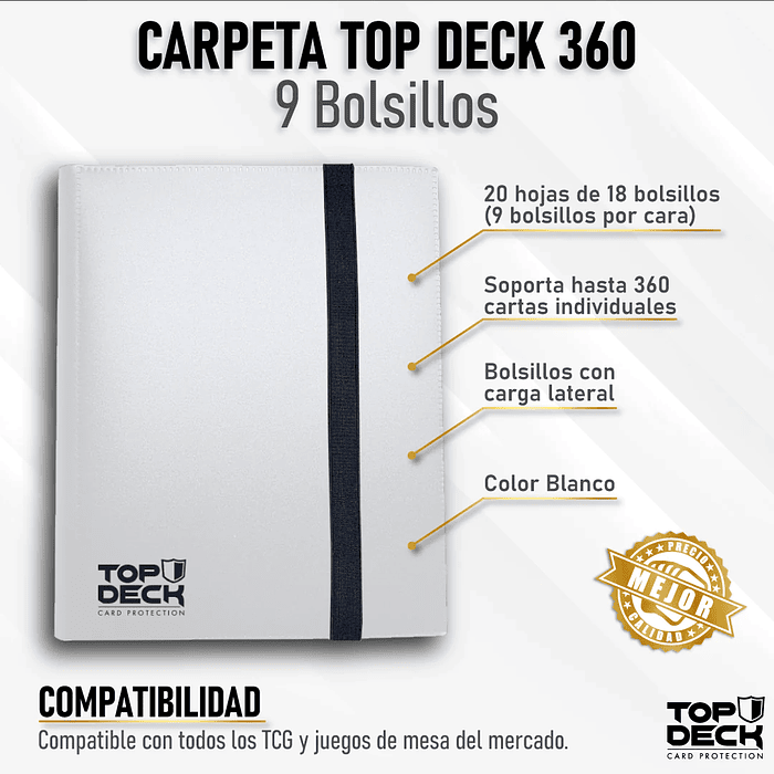 Carpeta Top Deck 9 Bolsillos - Blanca 