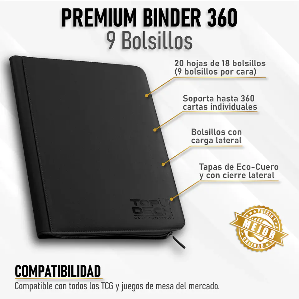 Carpeta Top Deck Premium Binder Negra 9 Bolsillos (360) 1