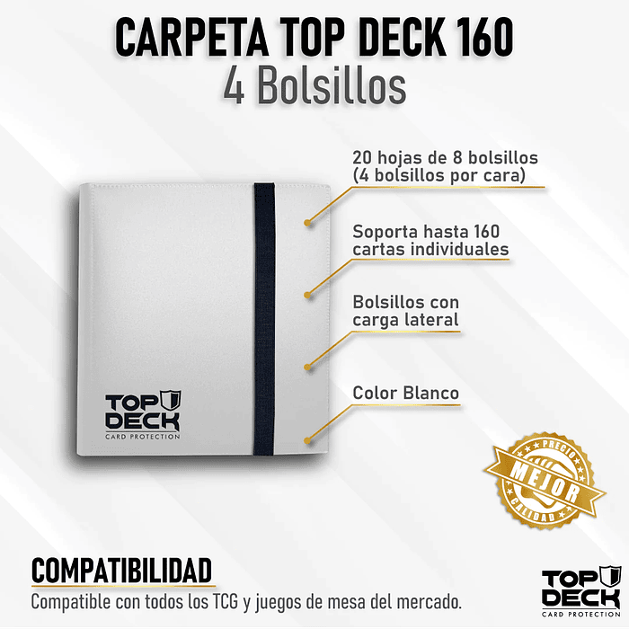 Carpeta Top Deck 4 Bolsillos - Blanca 