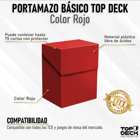 Porta Mazo Top Deck Básico Rojo 75+ Cartas 