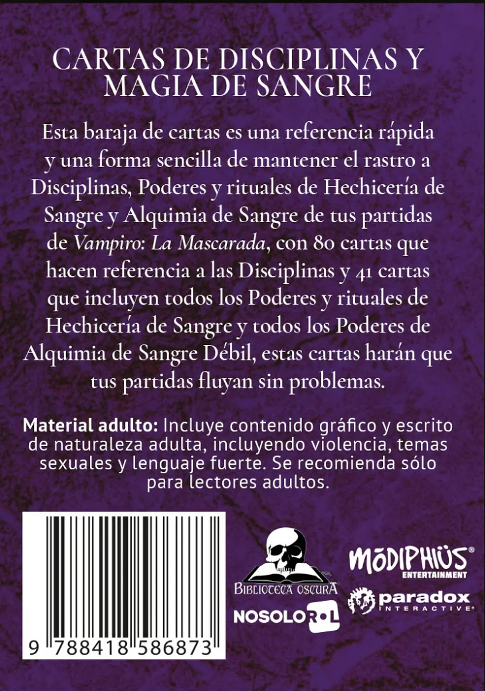 Vampiro: La Mascarada 5.ª ed.: Cartas de Disciplinas y Magia de Sangre  2