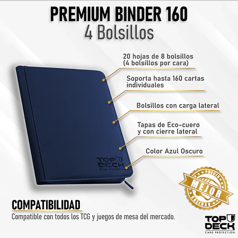 Carpeta Top Deck Premium Binder 4 Bolsillos Azul 