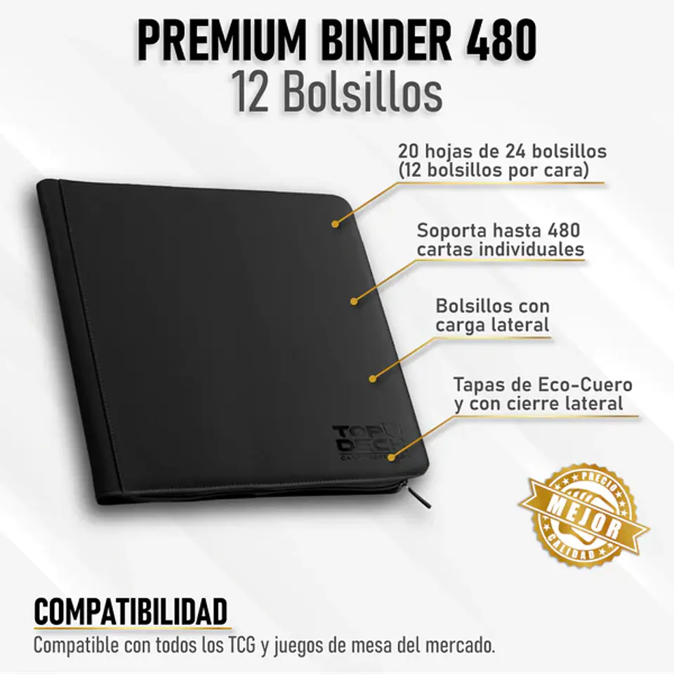 Carpeta Top Deck Premium Binder Negra 12 Bolsillos (480) 1