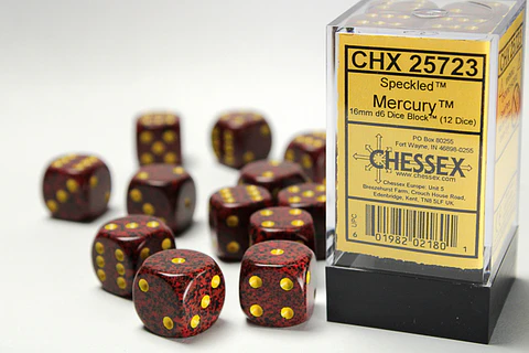 Set de 12 dados (6 lados) Speckled: Mercury 
