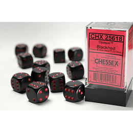 Set de 12 dados (6 lados): Opaque Negro/Rojo