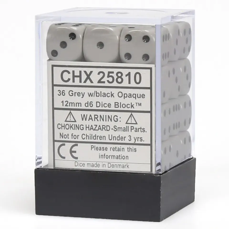 Set de 36 dados de 12mm (6 lados) Opaque Gris-Negro  1