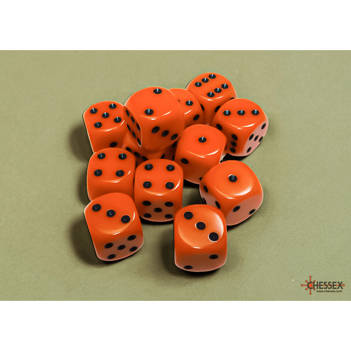 Set de 12 dados (6 lados) Opaque Naranjo-Negro 2