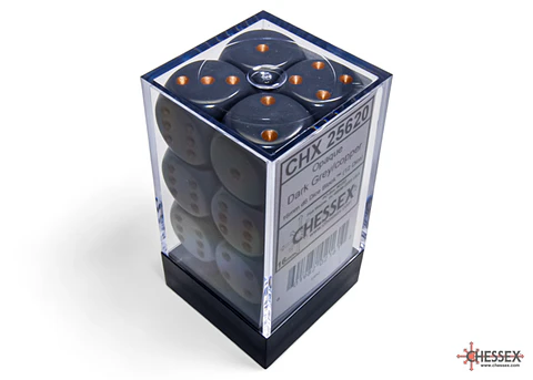 Set de 12 dados (6 lados) Opaque Gris-Cobre