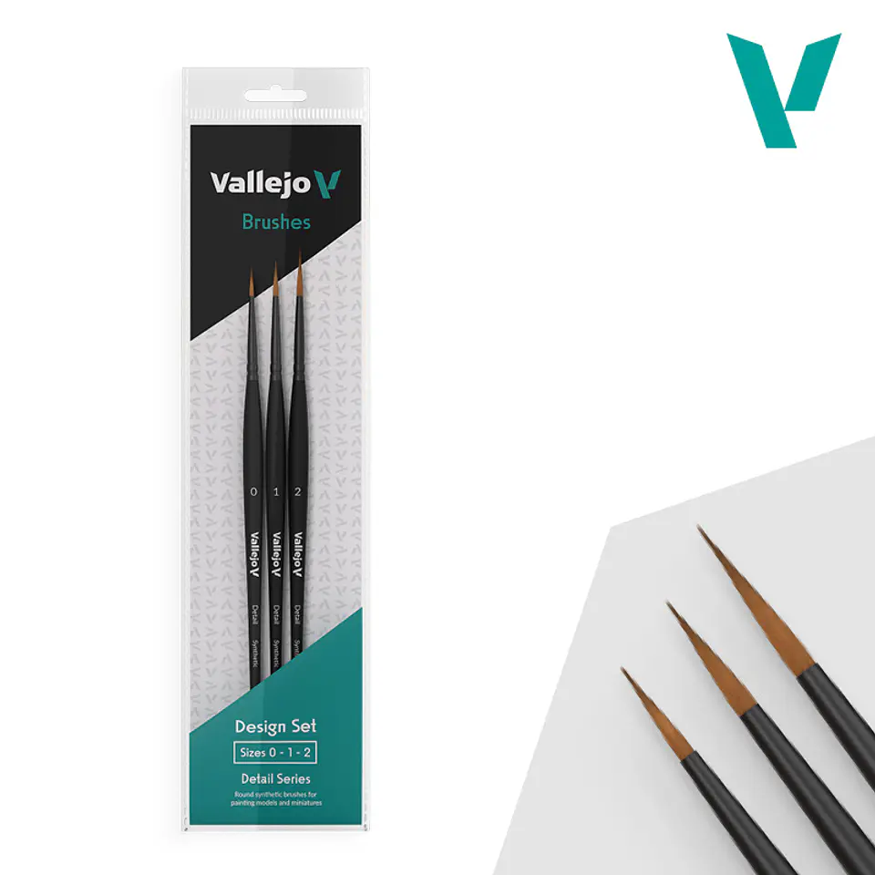 Set de Pinceles Vallejo Sintéticos: Design Set Sizes 0-1-2  1