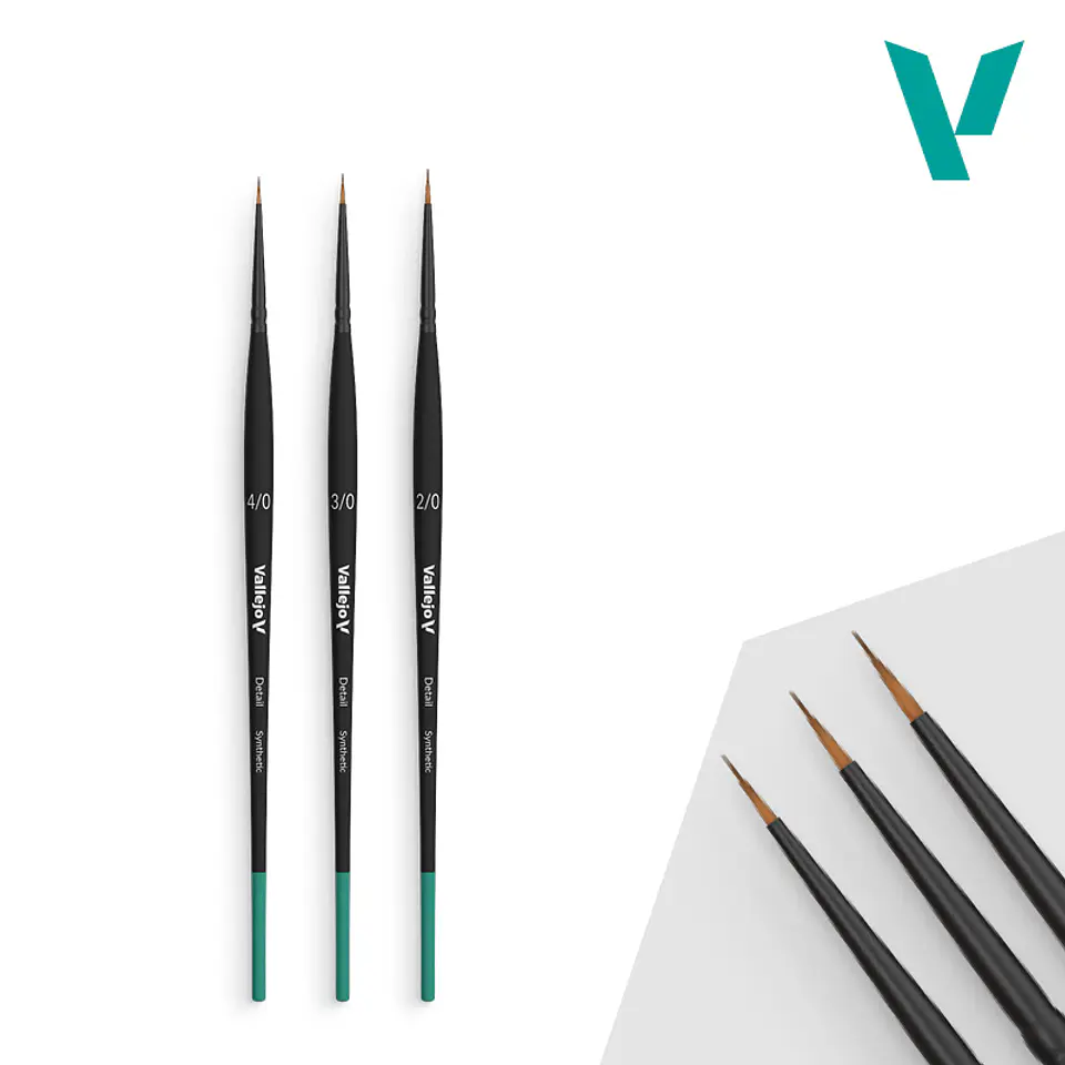 Set de Pinceles Vallejo Sintéticos: Definition Set Sizes 4/0-3/0-2/0  2