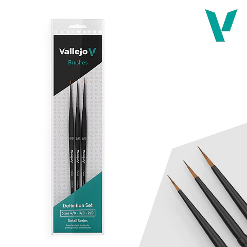 Set de Pinceles Vallejo Sintéticos: Definition Set Sizes 4/0-3/0-2/0 