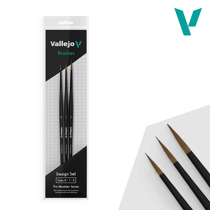 Set de Pinceles Vallejo Pelo Natural: Design Set Sizes 0-1-2  1