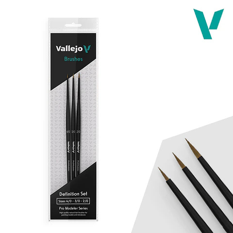 Set de Pinceles Vallejo Pelo Natural: Definition Set Sizes 4/0-3/0-2/0 