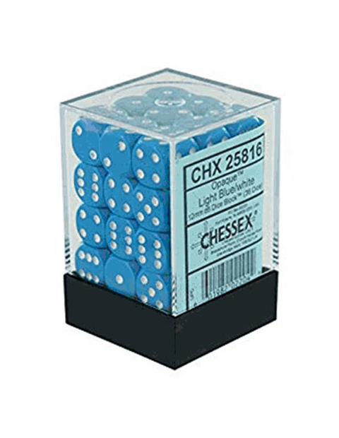 Set de 36 dados de 12mm (6 lados) Opaque Celeste-Blanco