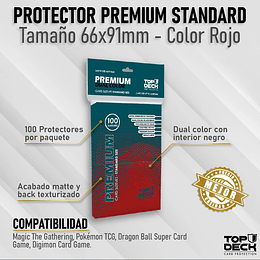 Protector Top Deck Premium Dual Standard - Rojo 100un 