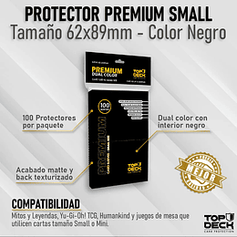 Protector Top Deck Premium Dual Small - Negro 100un 