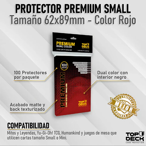 Protector Top Deck Premium Dual Small - Rojo 100un 