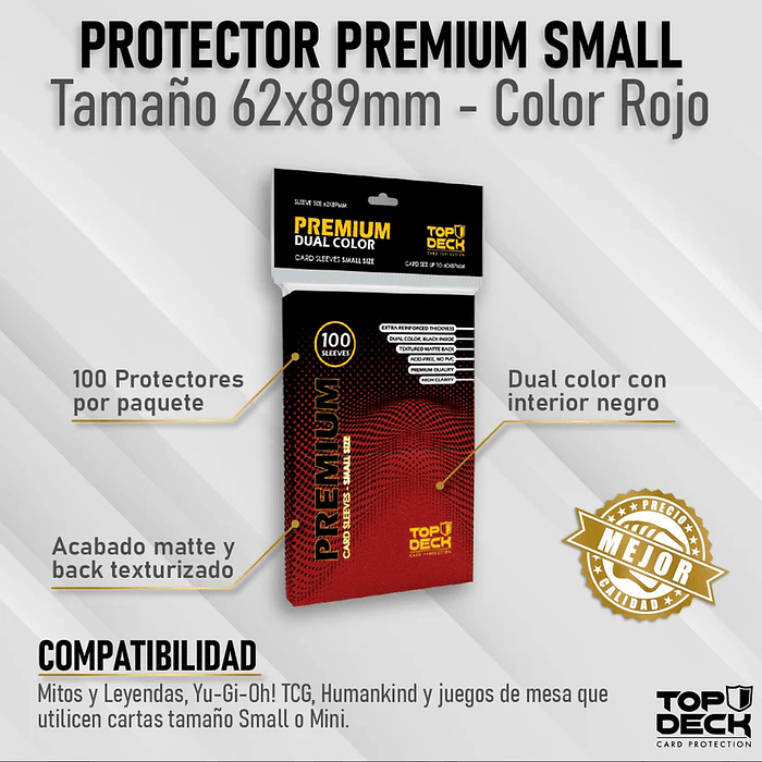 Protector Top Deck Premium Dual Small - Rojo 100un 