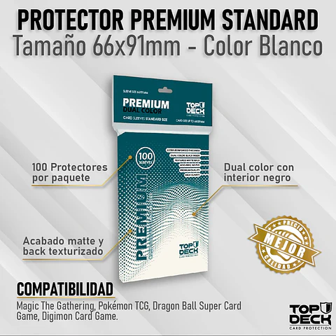 Protector Top Deck Premium Dual Standard - Blanco 100un 