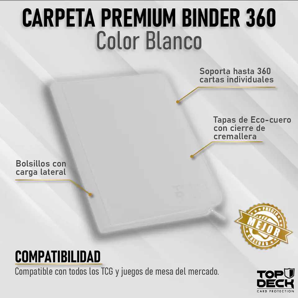 Carpeta Top Deck Premium Binder Blanca 9 Bolsillos (360)  1