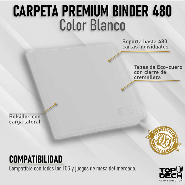 Carpeta Top Deck Premium Binder Blanca 12 Bolsillos (480) 