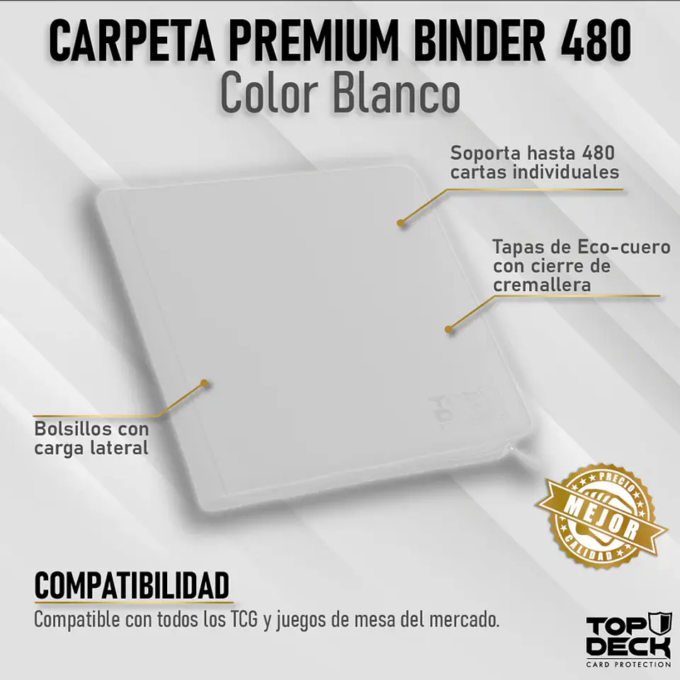 Carpeta Top Deck Premium Binder Blanca 12 Bolsillos (480)  1