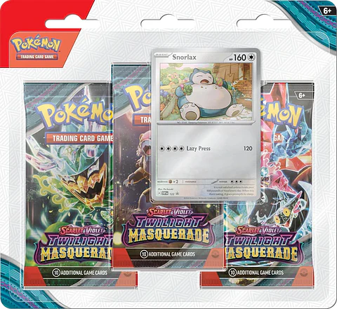 Escarlata & Purpura Mascarada Crepuscular - Pokémon Snorlax - 3 Pack Blister (Español) 
