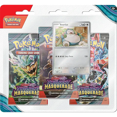 Scarlet & Violet Twilight Masquerade - Pokémon Snorlax - 3 Pack Blister (Ingles) 