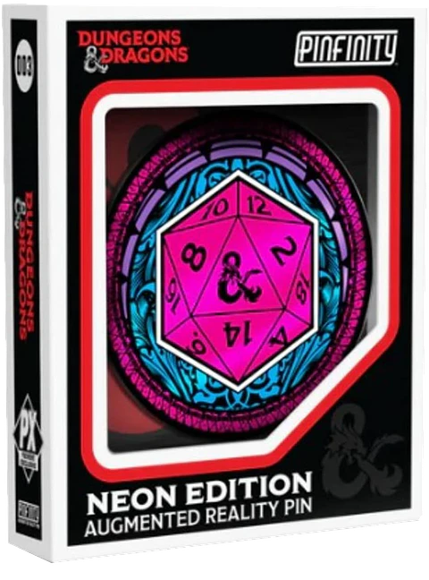 Pin: D&D- Ornate D20, Glow in the Dark AR Pin 