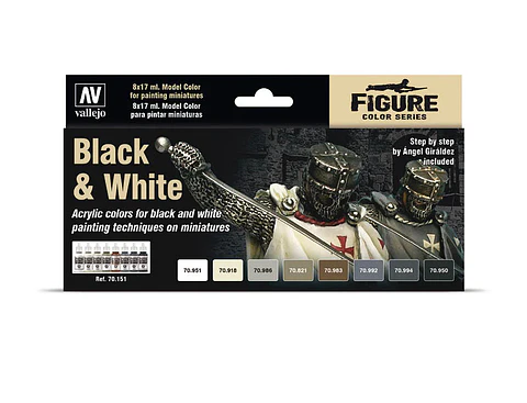 Model Color Set: Black & White (8 pinturas de 17 ml.) by Angel Giraldez 