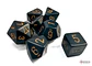Set de 7 dados (varios lados) Opaque Negro-Dorado  - Miniatura 2