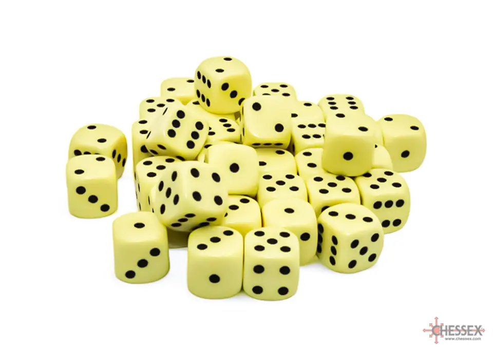 Set de 36 dados de 12mm (6 lados) Opaque Amarillo Pastel-Negro  1