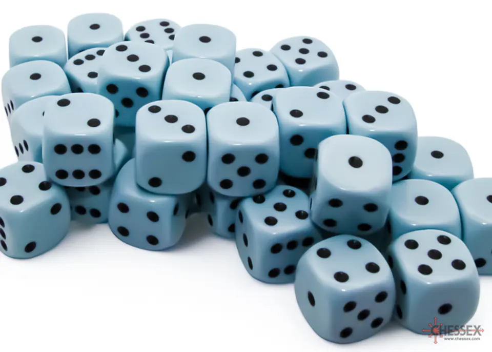 Set de 36 dados de 12mm (6 lados) Opaque Azul Pastel-Negro  2