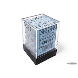 Set de 36 dados de 12mm (6 lados) Opaque Azul Pastel-Negro 